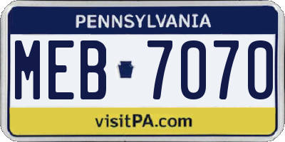 PA license plate MEB7070