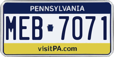 PA license plate MEB7071