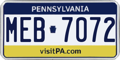 PA license plate MEB7072