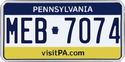 PA license plate MEB7074