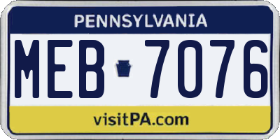 PA license plate MEB7076
