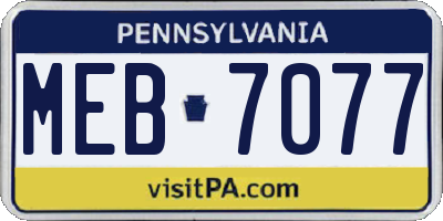 PA license plate MEB7077