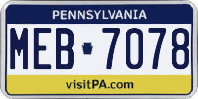 PA license plate MEB7078