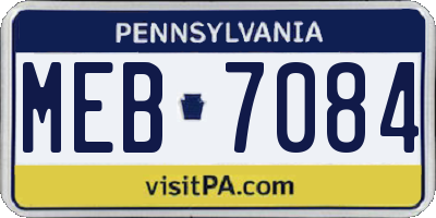 PA license plate MEB7084