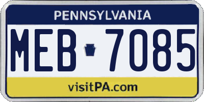 PA license plate MEB7085