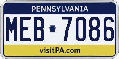 PA license plate MEB7086