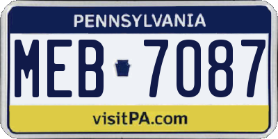 PA license plate MEB7087