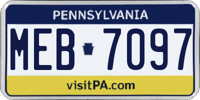PA license plate MEB7097