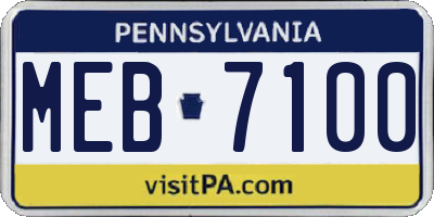 PA license plate MEB7100
