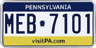 PA license plate MEB7101
