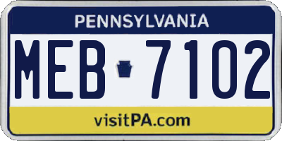 PA license plate MEB7102