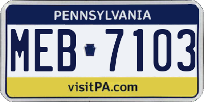 PA license plate MEB7103