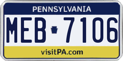 PA license plate MEB7106