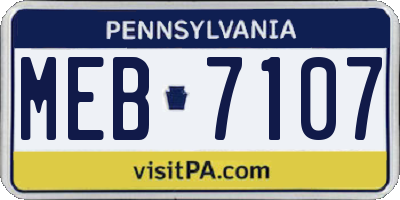 PA license plate MEB7107