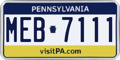 PA license plate MEB7111