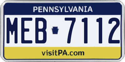 PA license plate MEB7112
