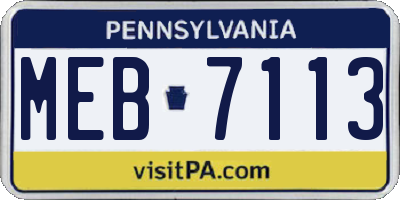 PA license plate MEB7113
