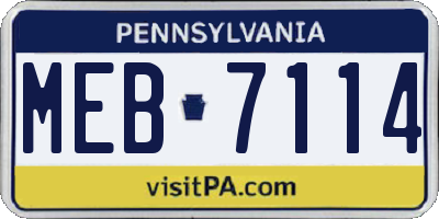 PA license plate MEB7114