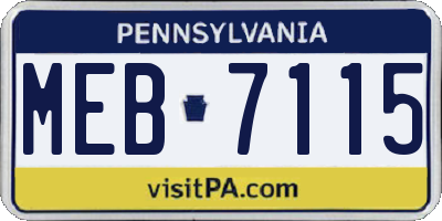 PA license plate MEB7115