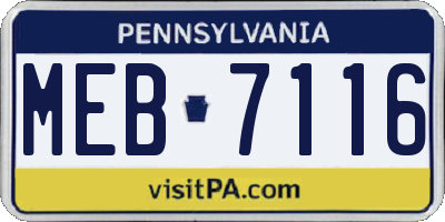PA license plate MEB7116