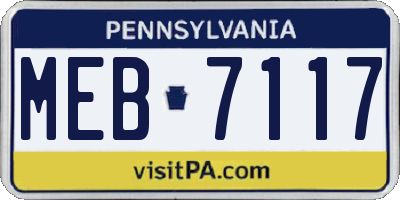 PA license plate MEB7117