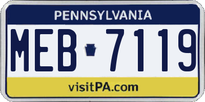 PA license plate MEB7119