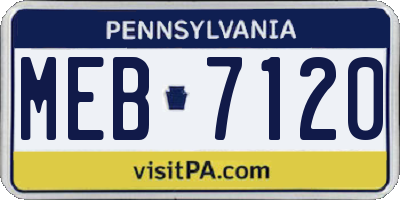 PA license plate MEB7120