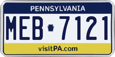 PA license plate MEB7121
