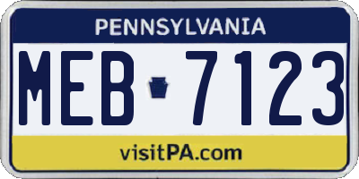 PA license plate MEB7123