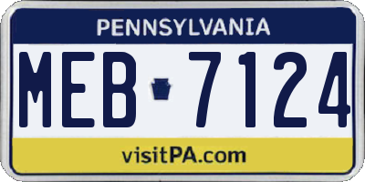 PA license plate MEB7124