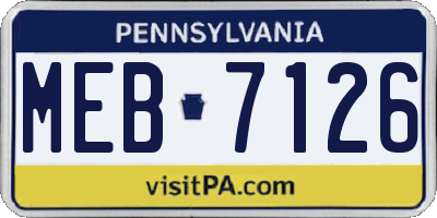PA license plate MEB7126