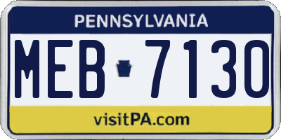 PA license plate MEB7130
