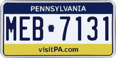 PA license plate MEB7131