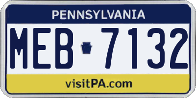 PA license plate MEB7132
