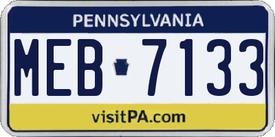 PA license plate MEB7133