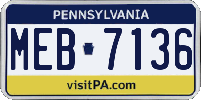 PA license plate MEB7136