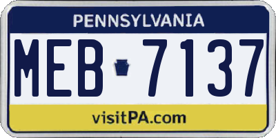 PA license plate MEB7137