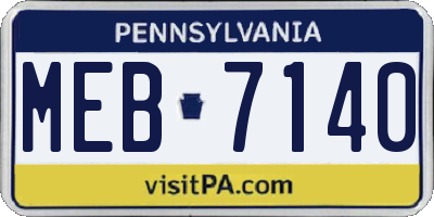 PA license plate MEB7140