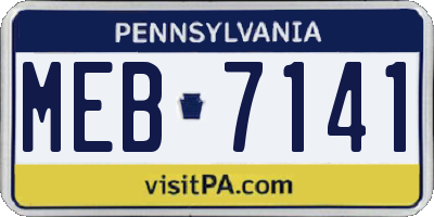 PA license plate MEB7141