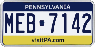 PA license plate MEB7142