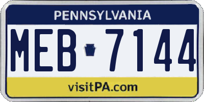 PA license plate MEB7144