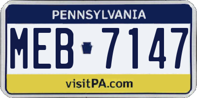 PA license plate MEB7147
