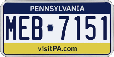 PA license plate MEB7151