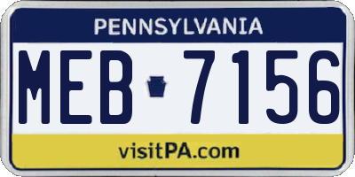 PA license plate MEB7156