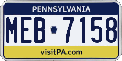 PA license plate MEB7158