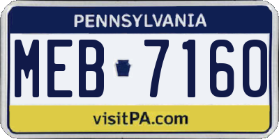 PA license plate MEB7160