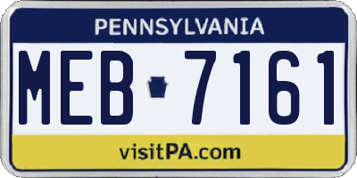 PA license plate MEB7161