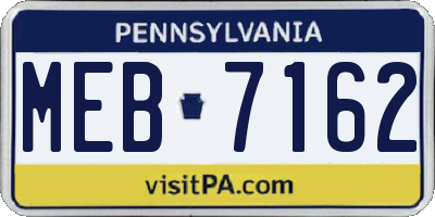 PA license plate MEB7162
