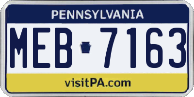 PA license plate MEB7163