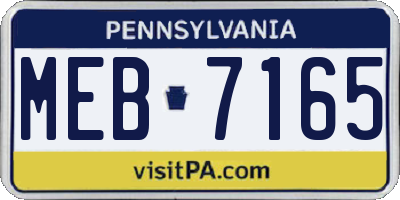 PA license plate MEB7165